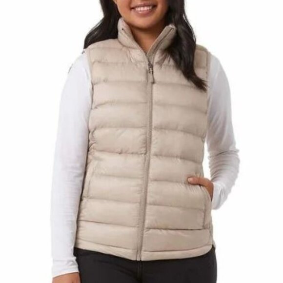 32 Degrees Heat Sleeveless Puffer Vest - Taupe Sz M - Picture 1 of 6